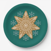 Gingerbrood Star en Snowflakes kerst Papieren Bordje (Voorkant)