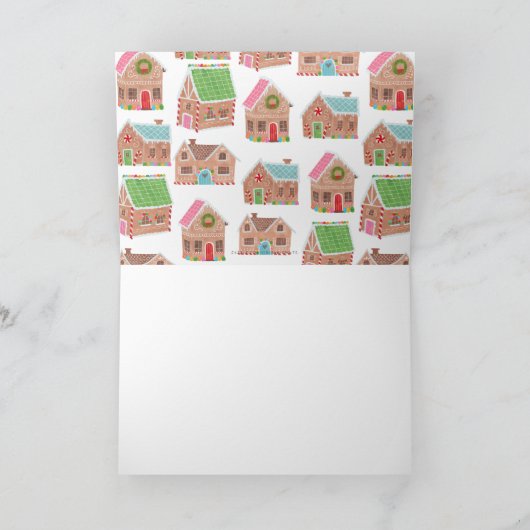 Gingerbrood Street Holiday Fotokaart Feestdagen Kaart (Binnen)