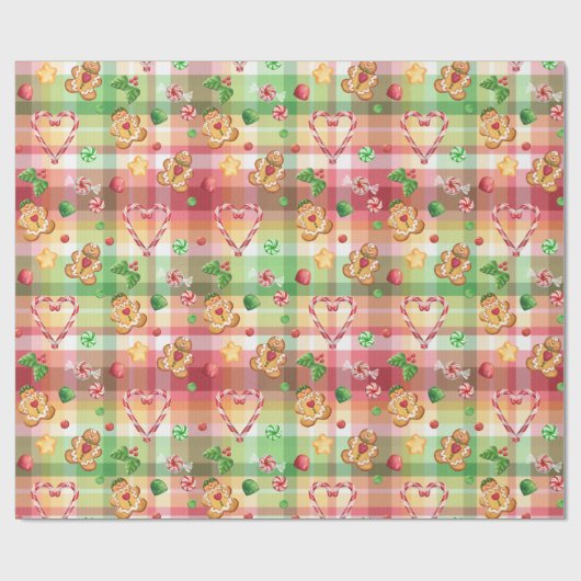 Gingerbrood Sweeties Plaid Cadeaupapier (Vlak)