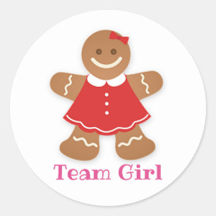 Gingerbrood TEAM GIRL Gender Reopenbaart gamelabel Ronde Sticker