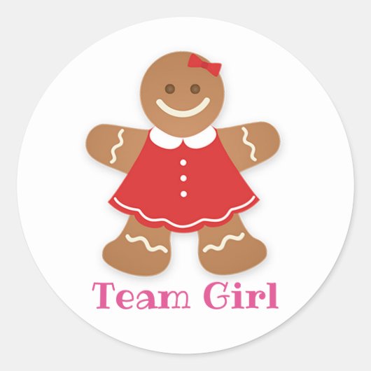 Gingerbrood TEAM GIRL Gender Reopenbaart gamelabel Ronde Sticker (Voorkant)