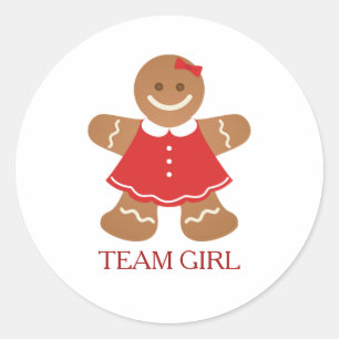 Gingerbrood TEAM GIRL Gendervrij spel Ronde Sticker
