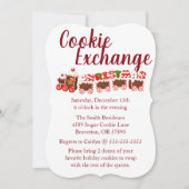 Gingerbrood Train Cookie Exchange Holiday Invite Kaart (Voorkant)