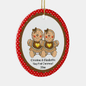 Gingerbrood Twins Baby's Eerste kerstversiering Keramisch Ornament (Rechts)