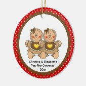 Gingerbrood Twins Baby's Eerste kerstversiering Keramisch Ornament (Links)