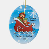 Gingerbrood Twins Baby's Eerste kerstversiering Keramisch Ornament (Rechts)