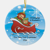 Gingerbrood Twins Baby's Eerste kerstversiering Keramisch Ornament (Voorkant)
