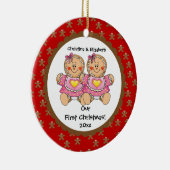 Gingerbrood Twins Baby's Eerste kerstversiering Keramisch Ornament (Rechts)