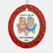 Gingerbrood Twins Baby's Eerste kerstversiering Keramisch Ornament (Links)