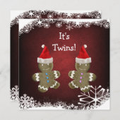 Gingerbrood Twins kerstBaby shower Kaart (Voorkant / Achterkant)