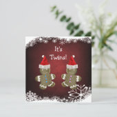 Gingerbrood Twins kerstBaby shower Kaart (Staand voorkant)