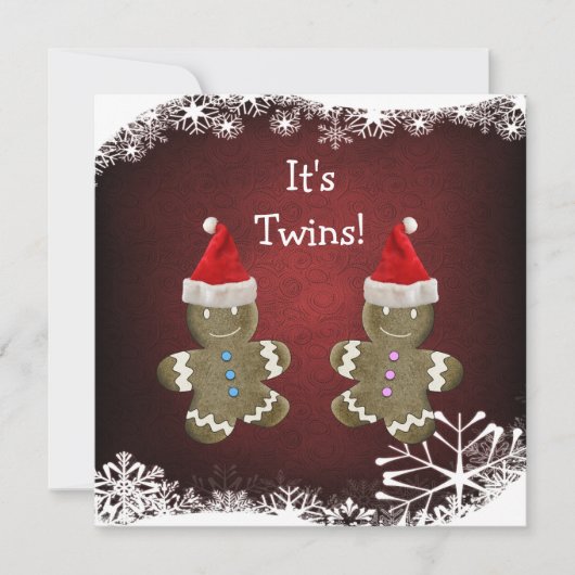 Gingerbrood Twins kerstBaby shower Kaart (Voorkant)