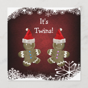 Gingerbrood Twins kerstBaby shower Kaart