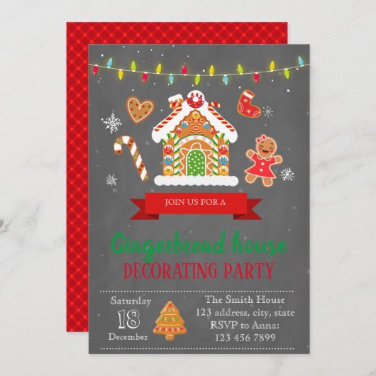 Gingerbrood-uitnodiging Kaart (Voorkant / Achterkant)