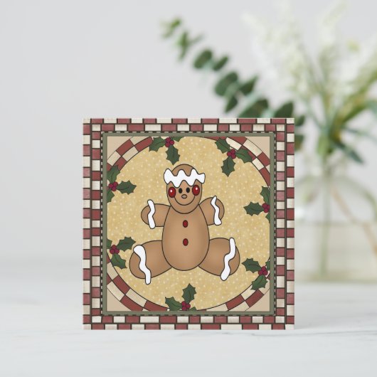 Gingerbrood Uitnodiging voor kerstfeest (Staand voorkant)