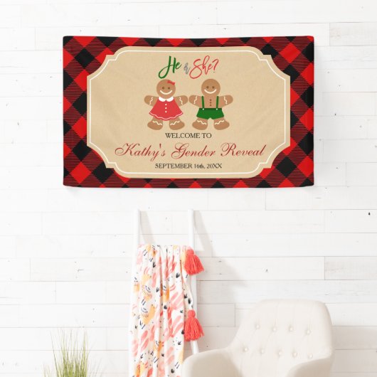 Gingerbrood Vakantie en Geslacht Kerstmis Spandoek (Insitu)