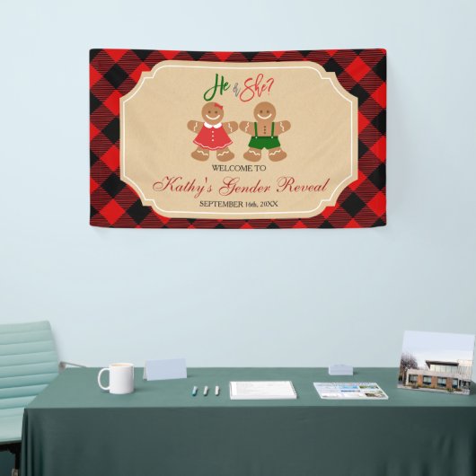 Gingerbrood Vakantie en Geslacht Kerstmis Spandoek (Beurs)