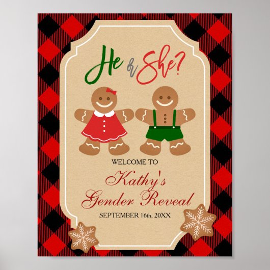 Gingerbrood Vakantie en Geslacht Welkomstbord Poster (Voorkant)