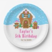 Gingerbrood Versiering van Birthday Party Blue Pin Papieren Bordje (Voorkant)