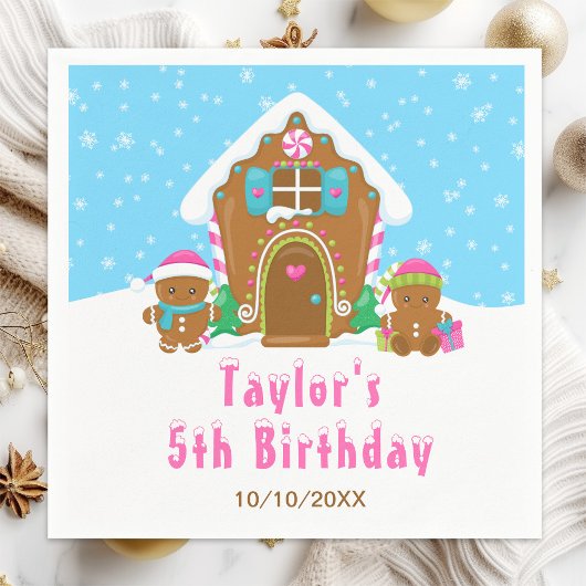 Gingerbrood Versiering van Birthday Party Blue Pin Servet