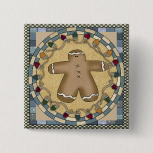 Gingerbrood Vierkante Button 5,1 Cm