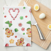 Gingerbrood voor heren en kandycane theedoek (Quarter Fold)
