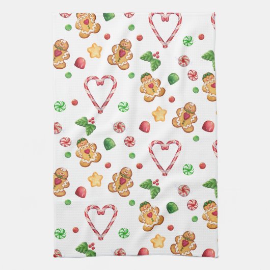 Gingerbrood voor heren en kandycane theedoek (Verticaal)