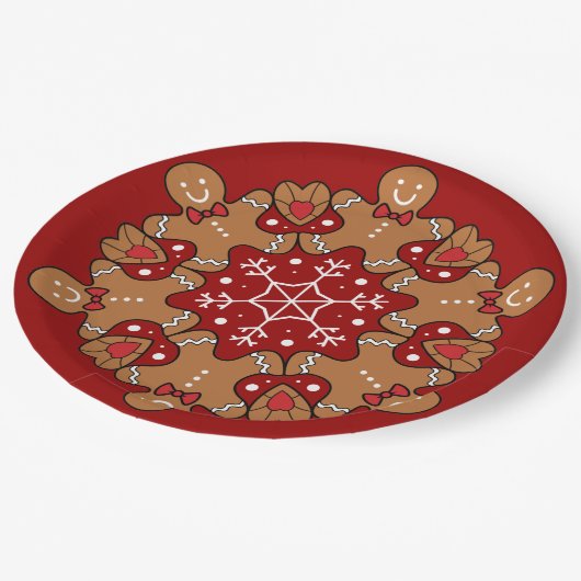 Gingerbrood voor heren en Snowflake Mandalas Papieren Bordje (Gekanteld)