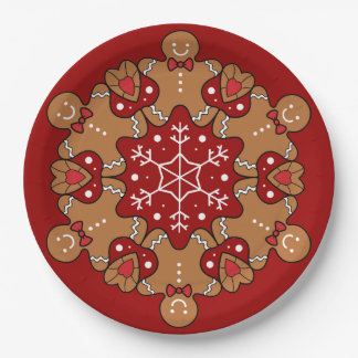 Gingerbrood voor heren en Snowflake Mandalas Papieren Bordje