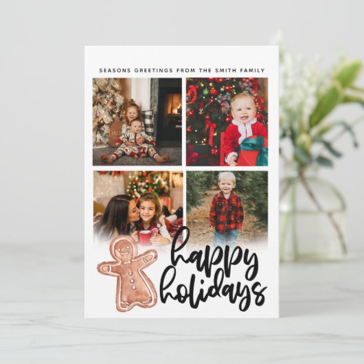 Gingerbrood voor kerstfoto's collage Flat Card (Staand voorkant)