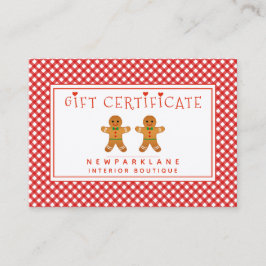 Gingerbrood voor mannen met kerstcadeaubon visitekaartje