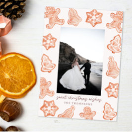 Gingerbrood Waterverf Moderne kerstfotokaart Kaart