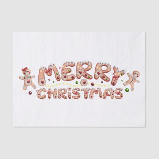 Gingerbrood Waterverf Winterkerst Tissuepapier (Voorkant)