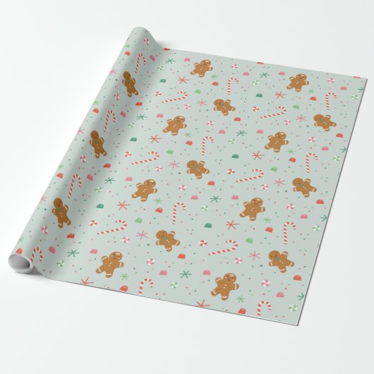 Gingerbrood wenst cadeaupapier (Uitgerold)