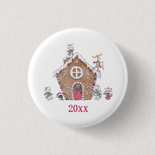 Gingerbrood Winter Ice Skies Animal Ronde Button 3,2 Cm