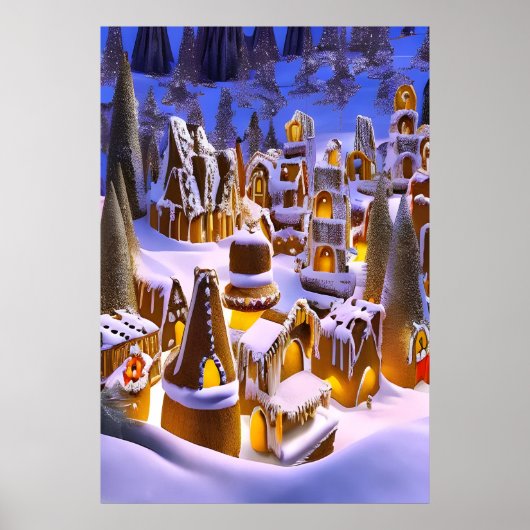 Gingerbrood wintersneeuw | AI Art Poster (Voorkant)