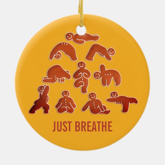 Gingerbrood Yoga Holiday Keramisch Ornament (Achterkant)