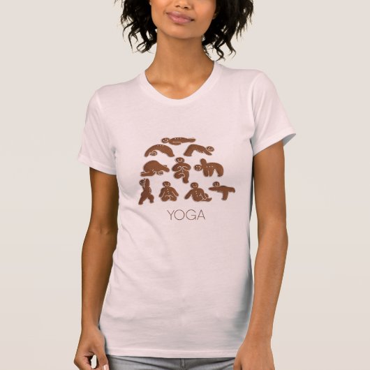 Gingerbrood Yoga Poses T-shirt (Voorkant)