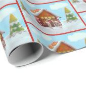 Gingerbroodhuis in sneeuw cadeaupapier (Rol Hoek)