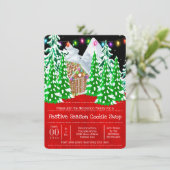 Gingerbroodhuisboeg sneeuwkoekjesruil kaart (Staand voorkant)