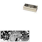 Gingerbroodkast en mok van man, houten doos rubberstempel (Gestempeld)