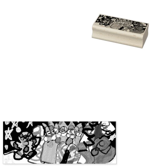 Gingerbroodkast en mok van man, houten doos rubberstempel (Gestempeld)