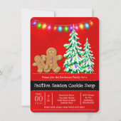 Gingerbroodkoekjes Xmas-boom licht feestelijk rood Kaart (Voorkant)