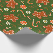 Gingerbroodman en snoeprietpatroon cadeaupapier (Hoek)