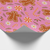 Gingerbroodman en snoeprietpatroon cadeaupapier (Hoek)