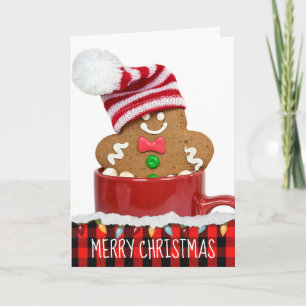 Gingerbroodman in de rode mok kaart
