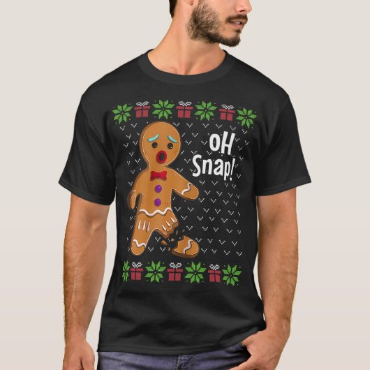 Gingerbrooman Oh Snap Funny Cute Ugly Xmas Holid T-shirt (Voorkant)