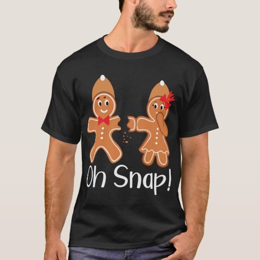 Gingerbrooman Oh Snap Funny Kerstmis T-shirt (Voorkant)