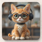 Gingerenkat voor games bier onderzetter (Voorkant)