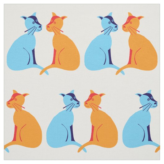 Gingerkat en blauwe kat stof (Swatch)